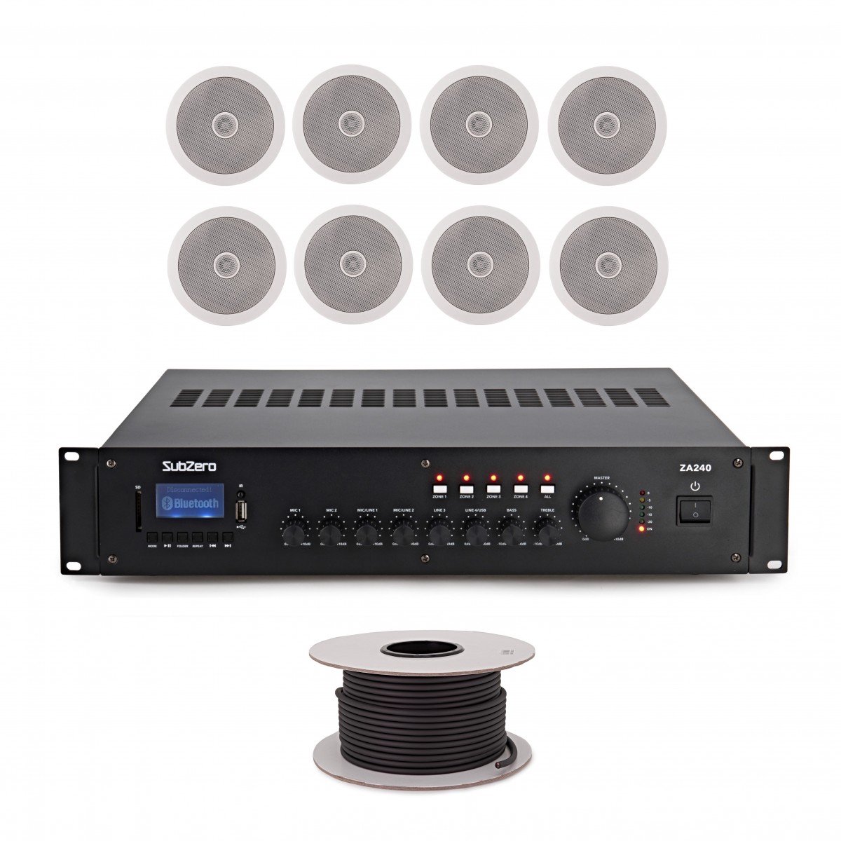 SubZero 120W 100V 6 8x Zone Plafond Luidsprekersysteem