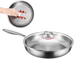 Koekenpan met deksel - Antiaanbakpan Titanium - Gezinsmaaltijden Bereiden - Efficiënte…
