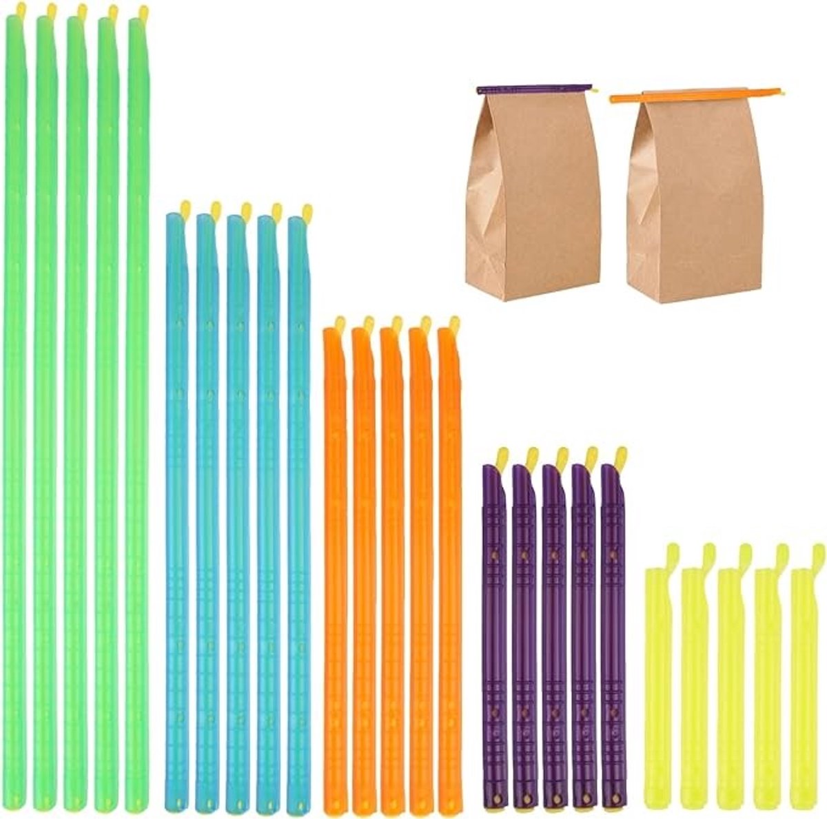 Luchtdichte zakclips set 25 stuks - 5 maten