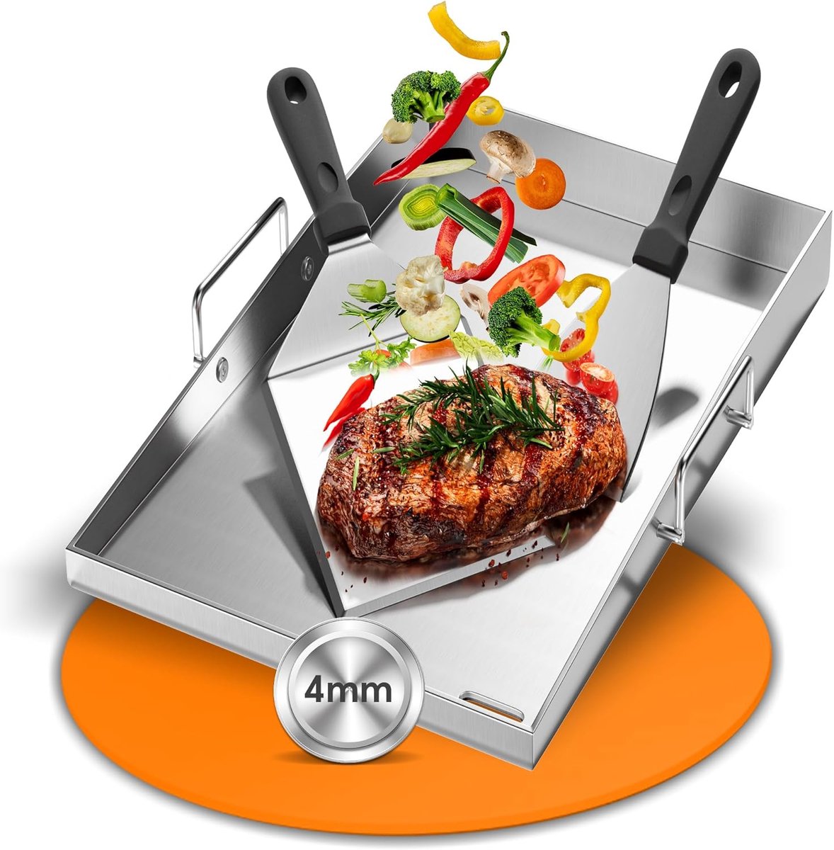 Grillplaat Draagbeugel Plancha Handvat Barbecue Accessoire Stabiele Constructie 40x4x20 cm