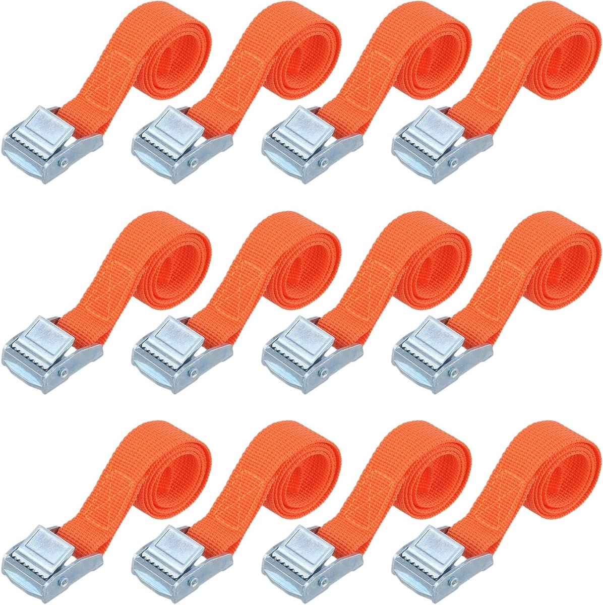 Dailygoods- Spanbanden 12 Stuks - 2 cm x 40 cm - Bevestigingsriemen - Sjorbanden - Klemsluiting - Duurzaam PP en Zinklegering - Sjorband