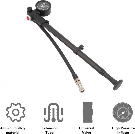 Draagbare Fietspomp - Fietsband Pomp - Banden Oppompen - Met Drukmeter - 37 cm - Zilver — afbeelding 4