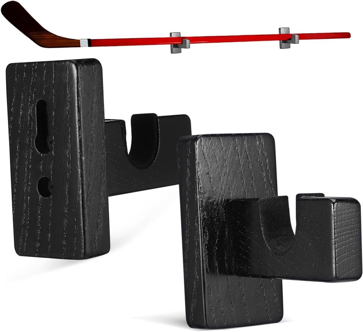 Hockeystick Muurbeugel - Hockeystickhouder Wandrek - Sportuitrusting Opbergen - Horizontale Wandmontage - 11.50X9.50X4.50CM - Zwart
