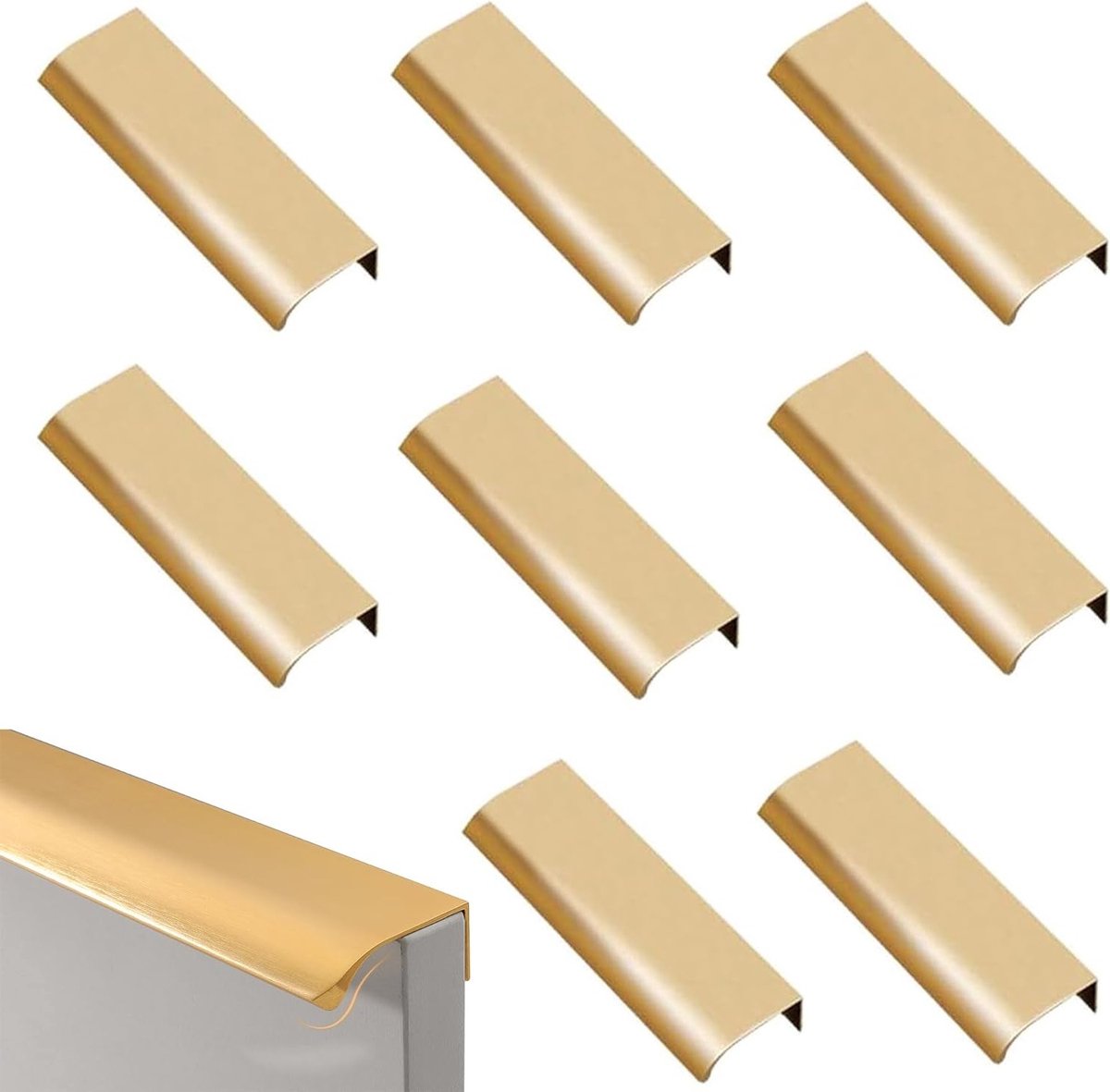 Verstevigde Verzonken Kastgrepen voor Meubels - Aluminium Handgrepen voor Keuken en Laden, Set van 8 Stuks (80mm)