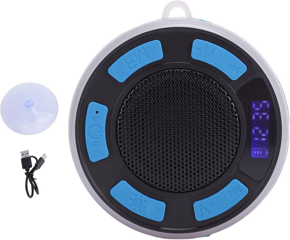 Draadloze Douche Speaker - Waterdichte Speaker - Muziek Luisteren - Met LED Klok - 10 Meter Bereik - Blauw