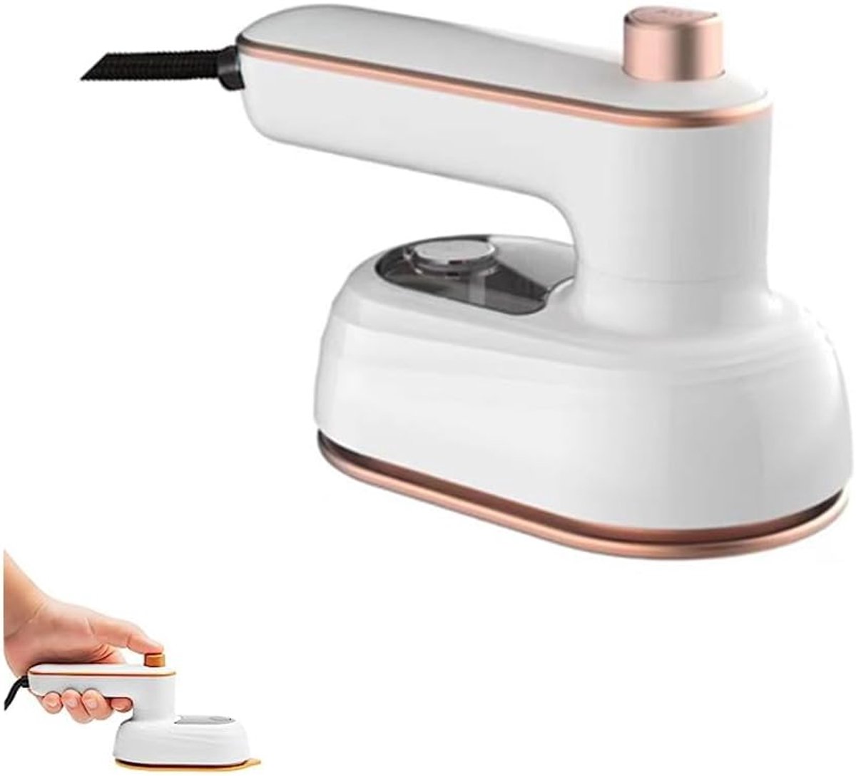 Mini Stoomstrijkijzer - Reis Strijkijzer - Kleding Stomen - 180° Roteerbaar Handvat - 50 ml Tank - Wit