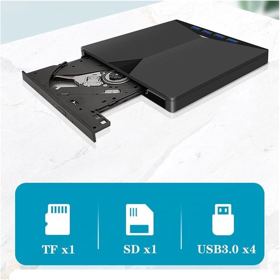 Externe DVD-speler - CD-recorder USB - Films Kijken - 7-in-1 functionaliteit - Compact ontwerp - Zwart — afbeelding 2