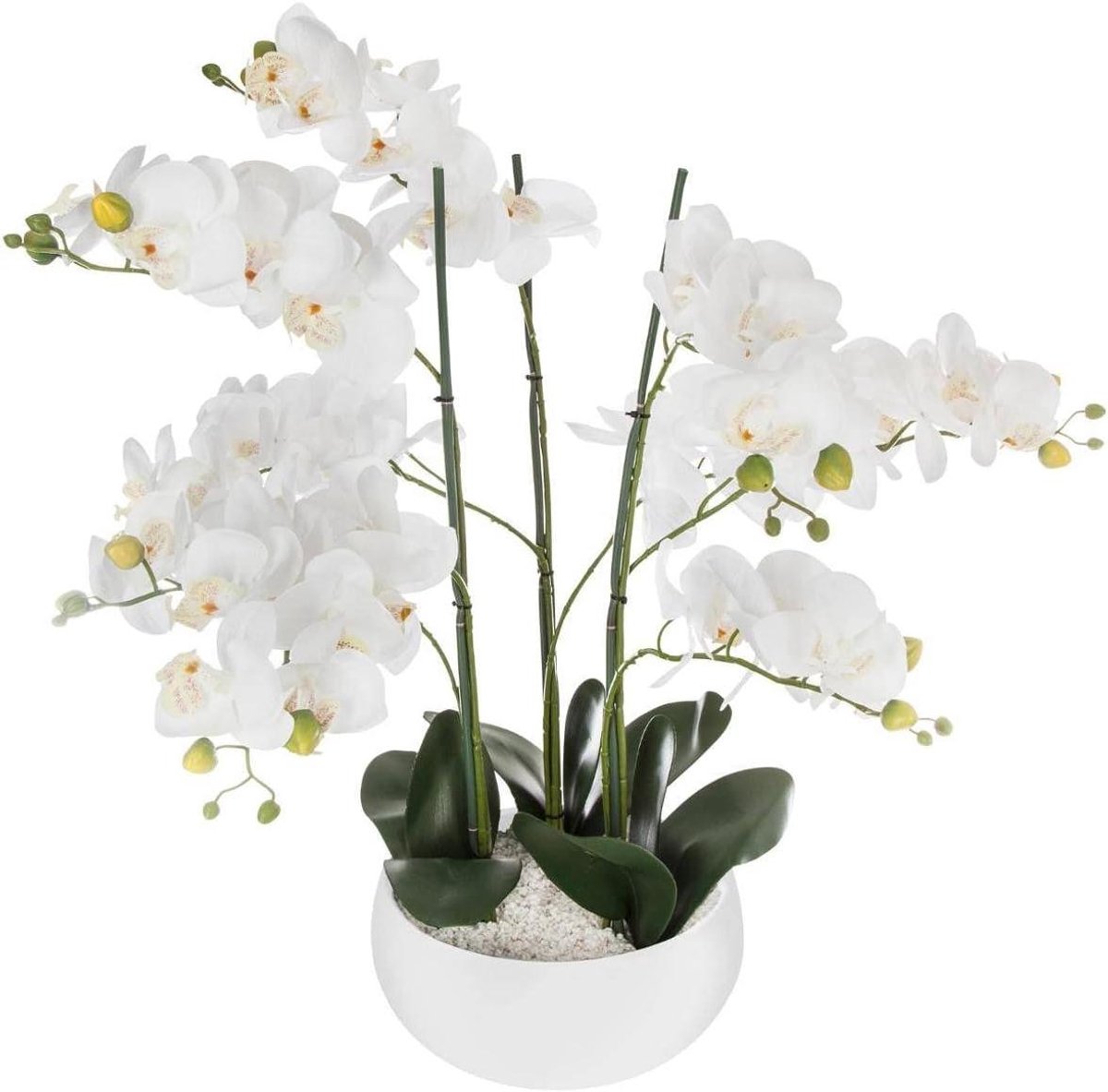 Atmosphera Créateur d'intérieur® Kunstplant Orchidee - Keramiek Pot - Woondecoratie - Realistische Stijl - 65 cm Hoog - Wit
