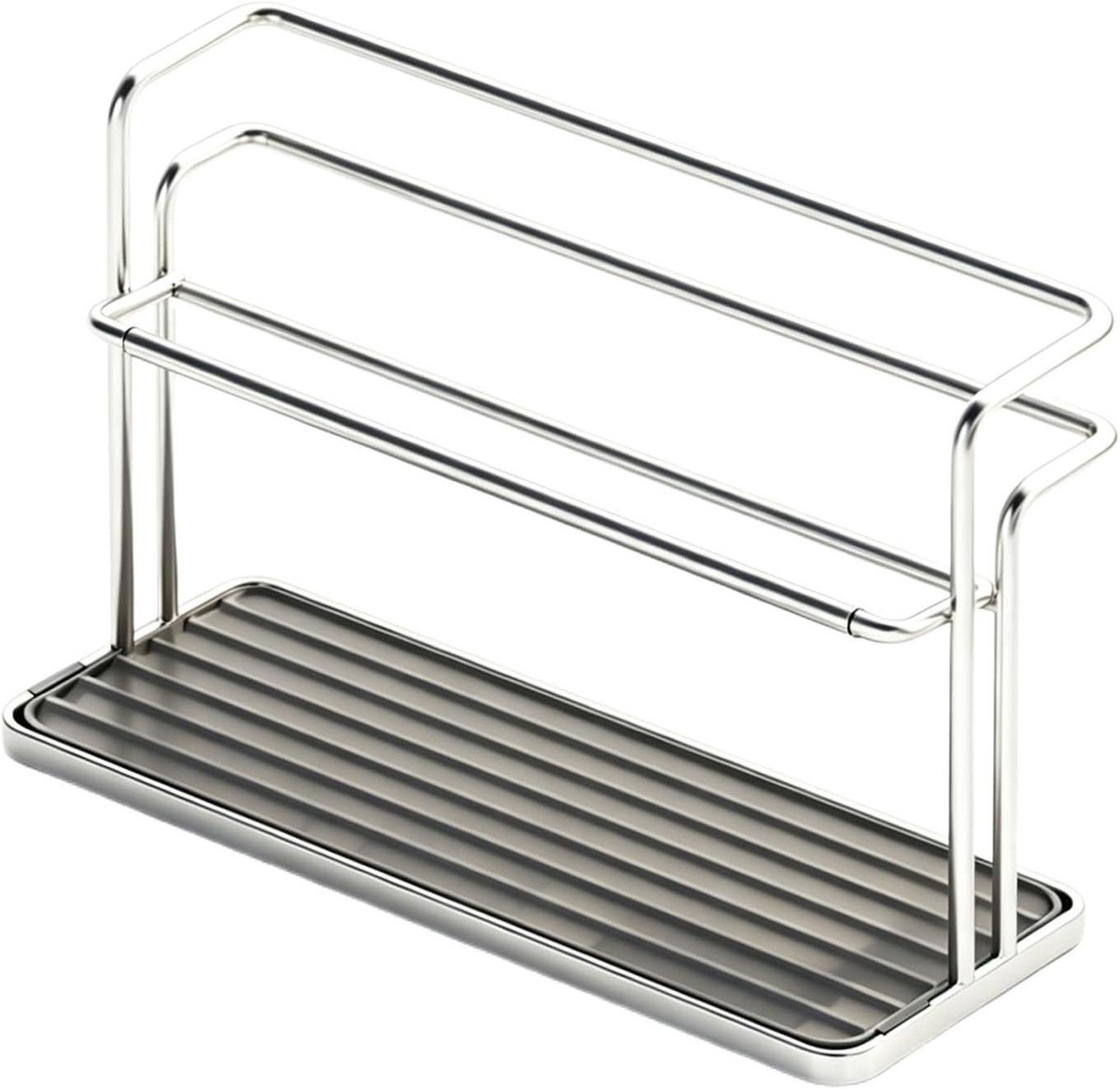 Flessendroogrek - Bekerhouder - Keuken Organiseren - Met Afvoerbak - 31.5 cm - Lichtgrijs