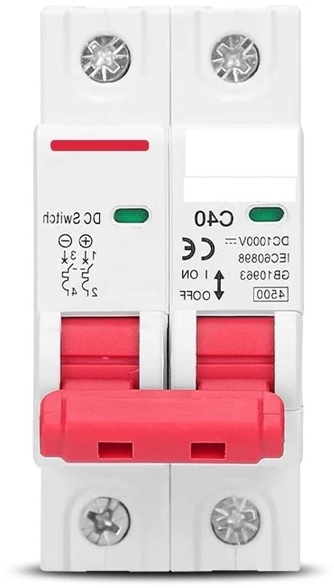 Mini Stroomonderbreker - DC Schakelaar - Stroombeveiliging - Hoge Capaciteit - 1000V 63A - Grijs
