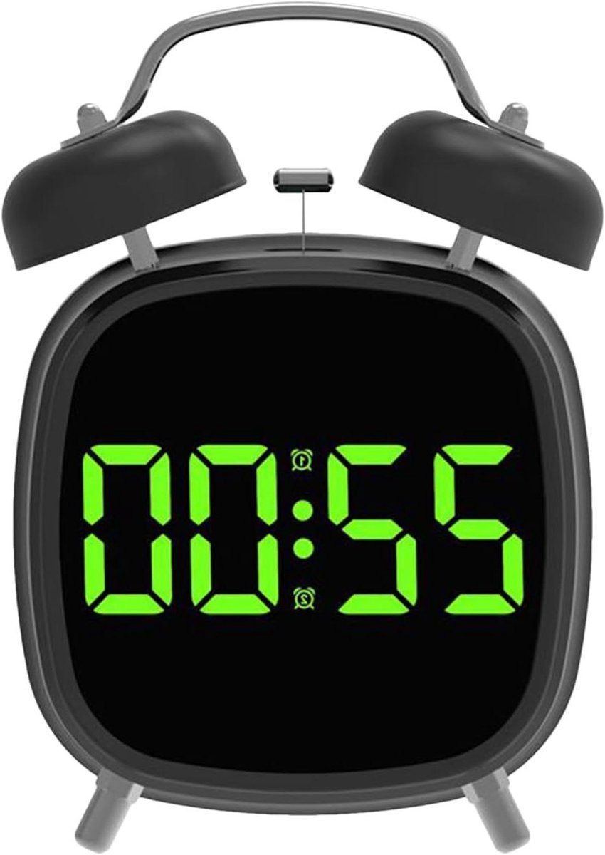 Digitale Wekker - Akoestisch Alarm - Diepe Slapers - Groot LED Display - 63 cm Breed - Zwart