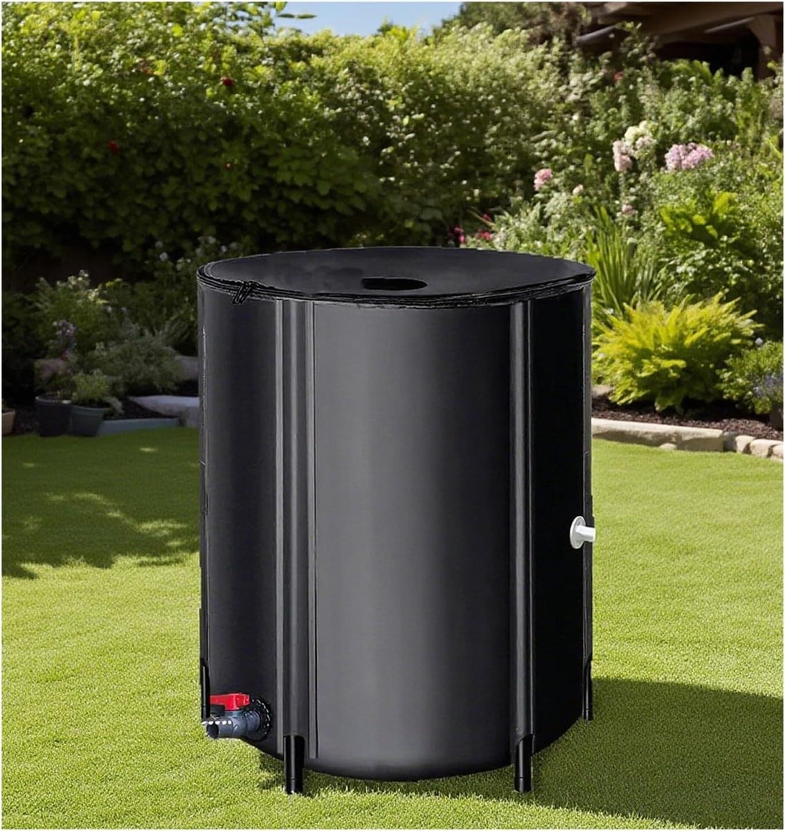 Regenwateropvangtank - Tuinwaterton Opvangbak - Duurzaam Tuinieren - Opvouwbaar Ruimtebesparend - 160 Liter - Zwart Groen