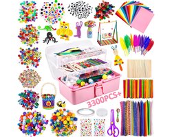 VIN® Knutselkoffer – Knutseldoos 3000+ Stukken – Tekenkoffer - Knutselpakket - Creatief Speelgoed - Knutselset - Knutselbox - Knutselen Meisjes & Jongens - Knutselen voor kinderen – Knutsel Koffer - Knutselkist