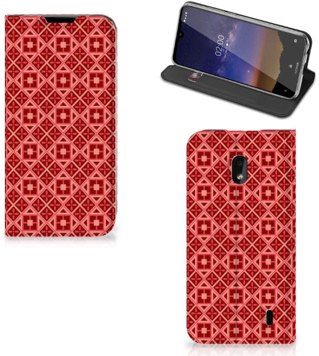 Nokia 2.2 Hoesje met Magneet Batik Rood