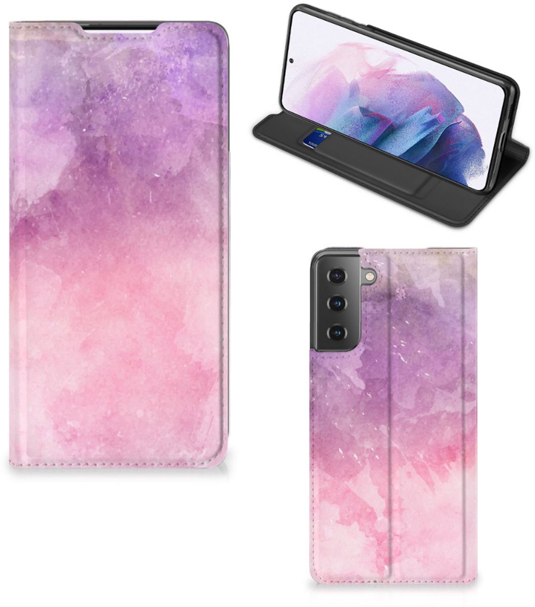 Book Case voor Bookcase Samsung Galaxy S21 Plus Pink Purple Paint