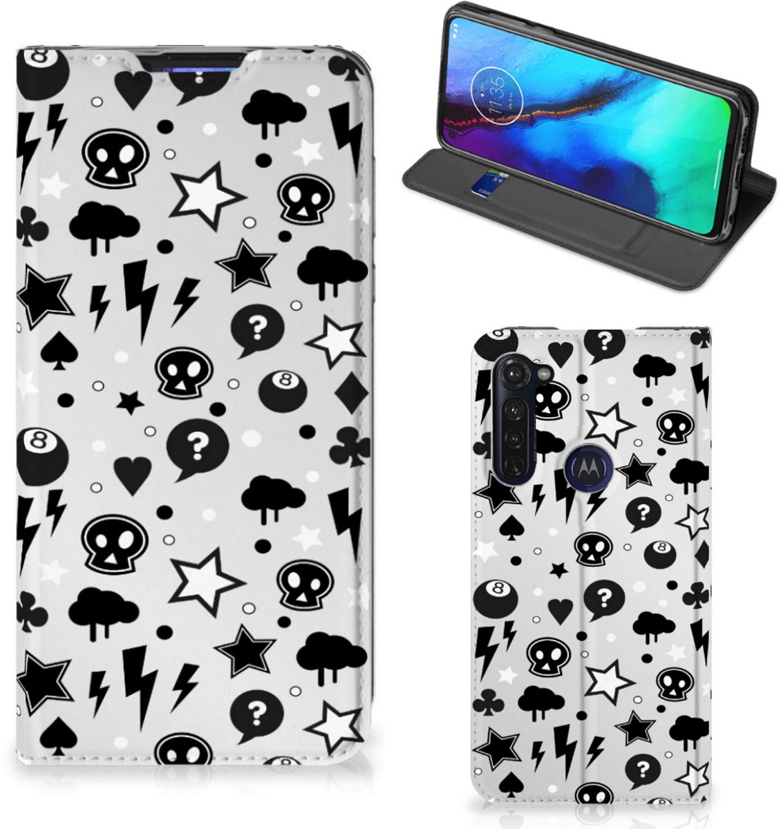 Mobiel BookCase Motorola Moto G Pro Silver Punk