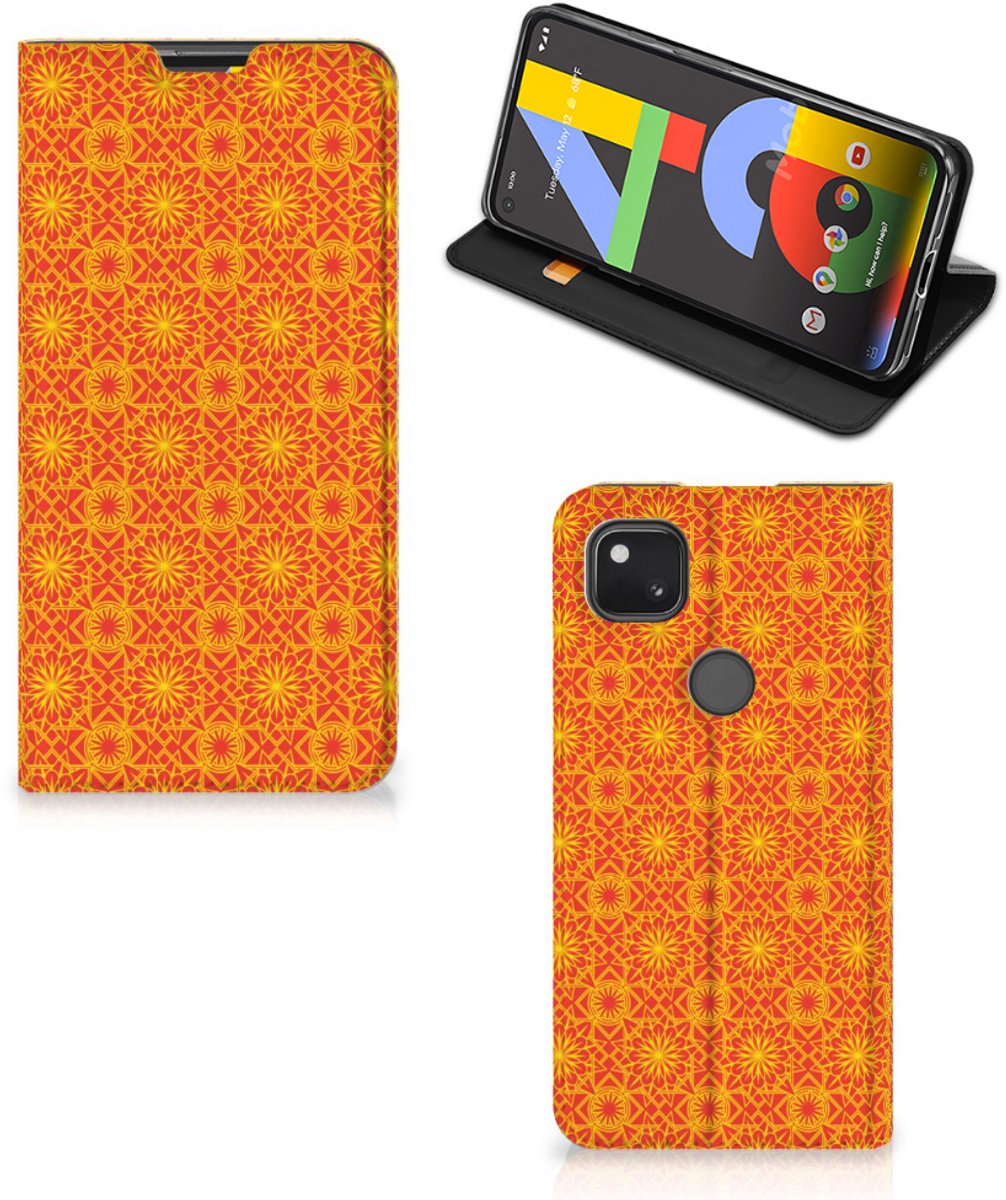 Google Pixel 4a Hoesje met Magneet Batik Oranje