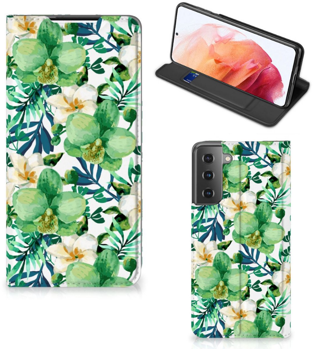 Samsung Galaxy S21 Smart Cover Orchidee Groen