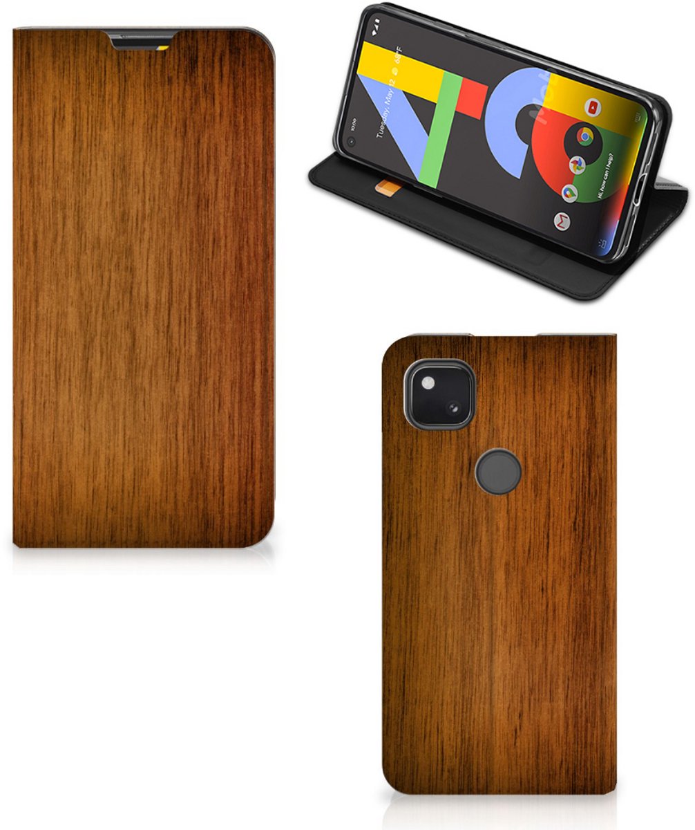 Google Pixel 4a Book Wallet Case Donker Hout