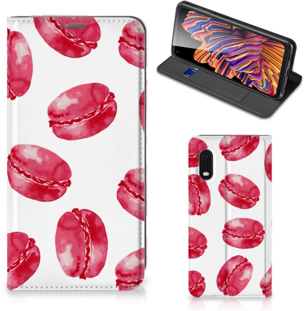 Samsung Xcover Pro Flip Style Cover Pink Macarons