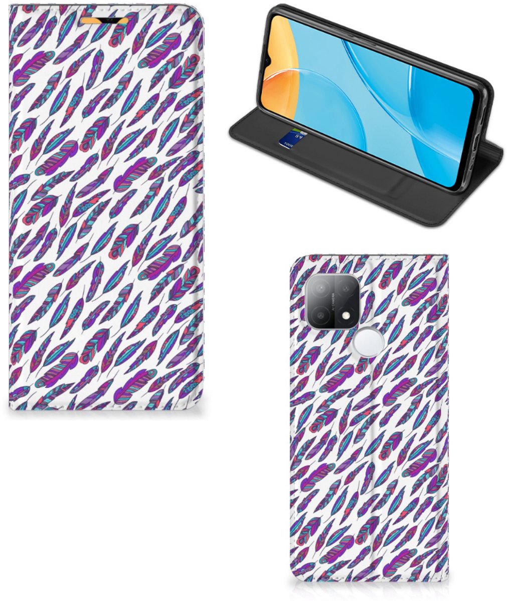 OPPO A15 Hoesje met Magneet Feathers Color