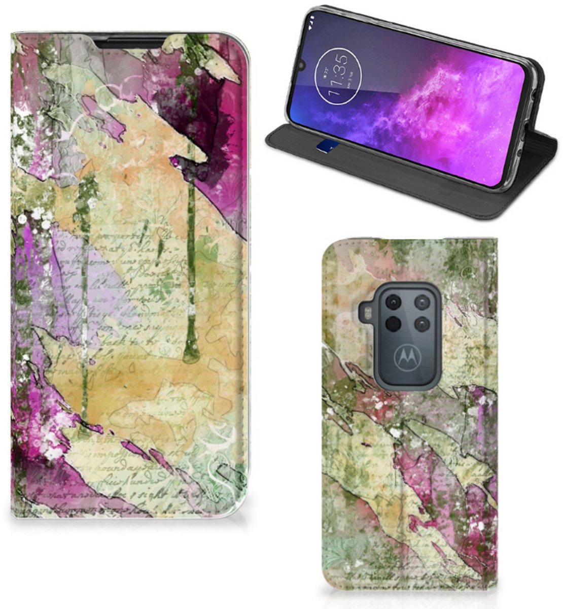 Standcase Hoesje voor Bookcase Motorola One Zoom Letter Painting