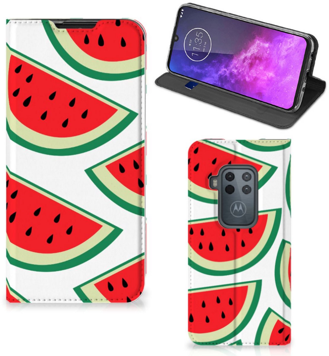Motorola One Zoom Flip Style Cover Watermelons