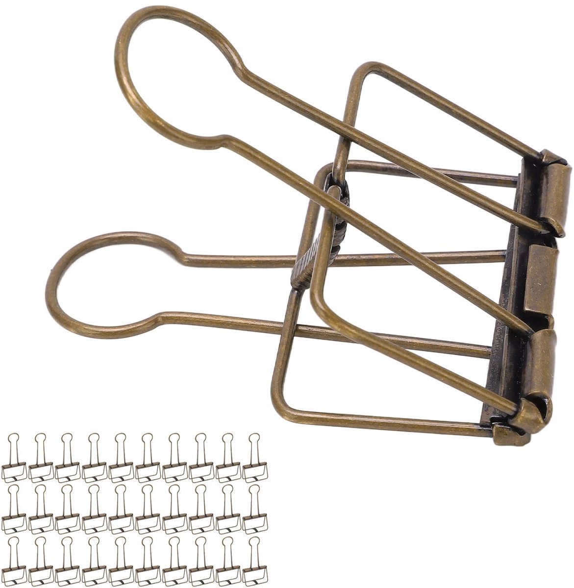 30 Stuks Metaal Wire Tie Clips - Multifunctionele Binder Clips voor Thuis, School en Kantoor (Brons, 2 Inch)