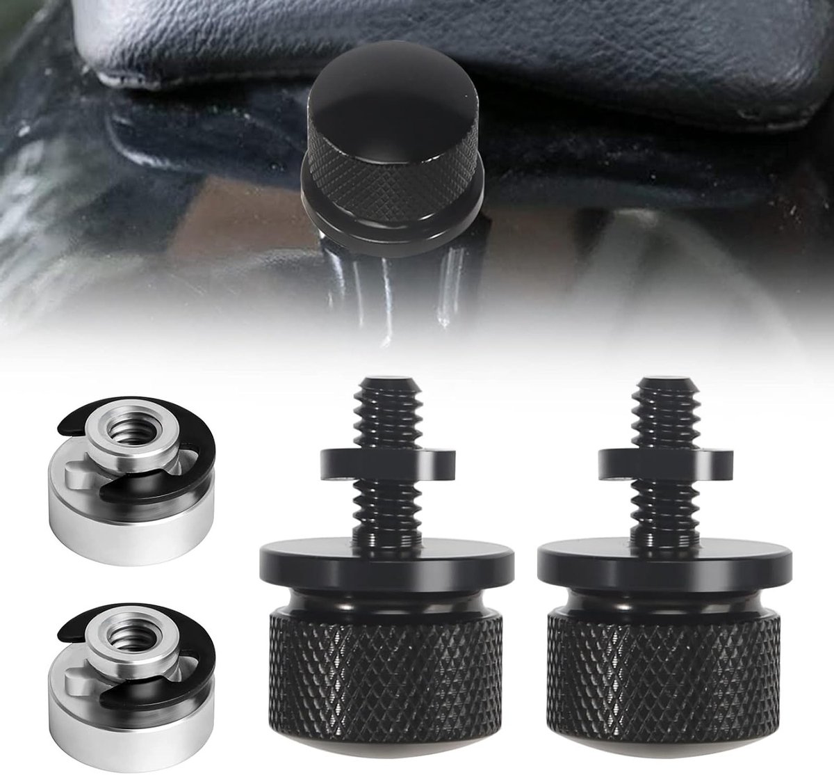 Aluminium Motorfiets Zitting Schroef - Verchroomde Bevestiging met C-Clips - Zwart (2 Stuks) voor Motorstoelen en Accessoires