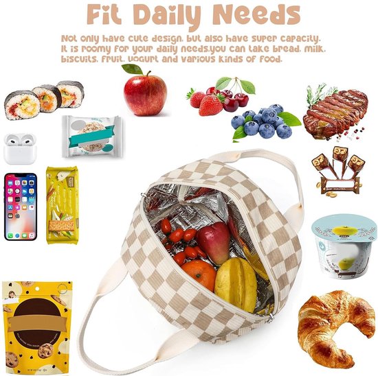 1 stuk - Lunchtas - Geïsoleerde lunchbox - Koeltasje klein - 26*19*19 cm - beige bruin - Koeltassen - Handvat Riem - Koeltas - Lunch Bag - Geïsoleerde Koeltas - Picknicktas van Merkloos — afbeelding 2