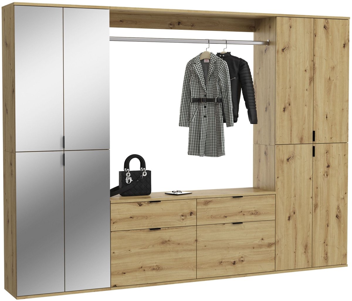 Kledingkast Projekt X Emob - Artisan Oak Met Spiegel - 243x193x34 Cm