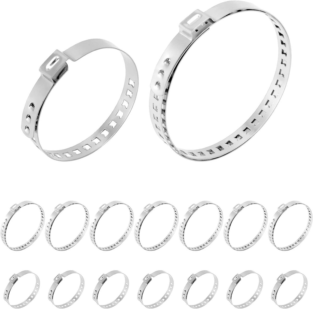 16-delige universele asafdekking klemmen set - roestvrij staal - voor 25-46 mm en 75-125 mm buizen, duurzaam en veelzijdig