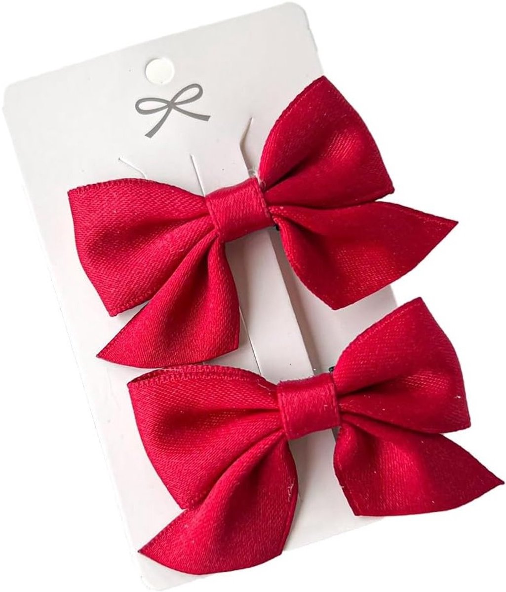 Set van 2 Rode Strik Haarspeldjes - Kleine Haaraccessoires met Antislip Krokodillenclip - Perfect voor Feestdagen, Bruiloften en Verjaardagen