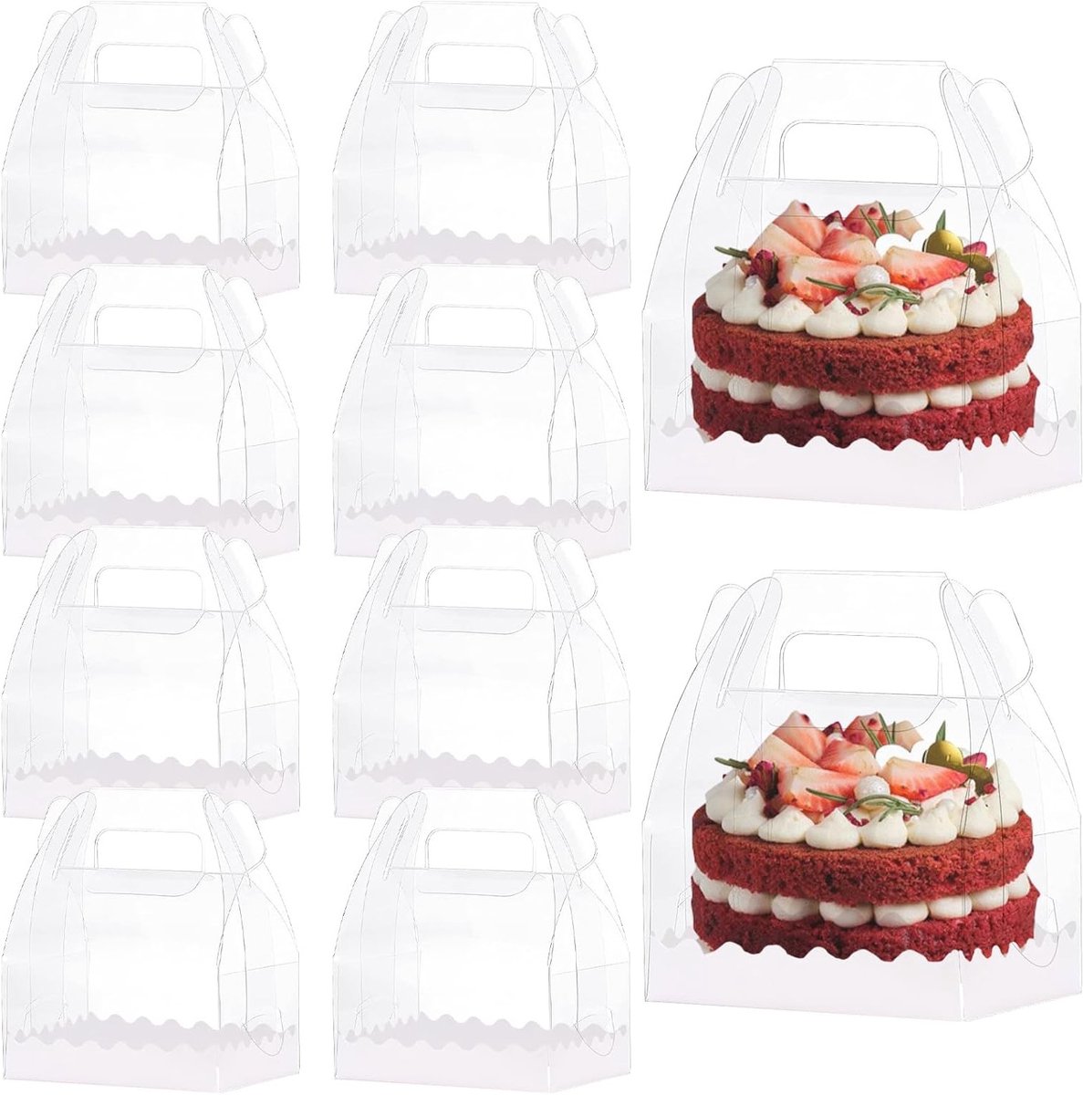10 Stuks 10 cm Vierkante Cadeauboxen voor Cupcakes, Transparante Cakeboxen, Ideaal voor Verjaardagsfeesten en Babyshowers