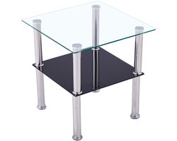 CasaXXl Moderne Glazen Salontafel met Veiligheidsglas - 40x40x47 cm - Zwart