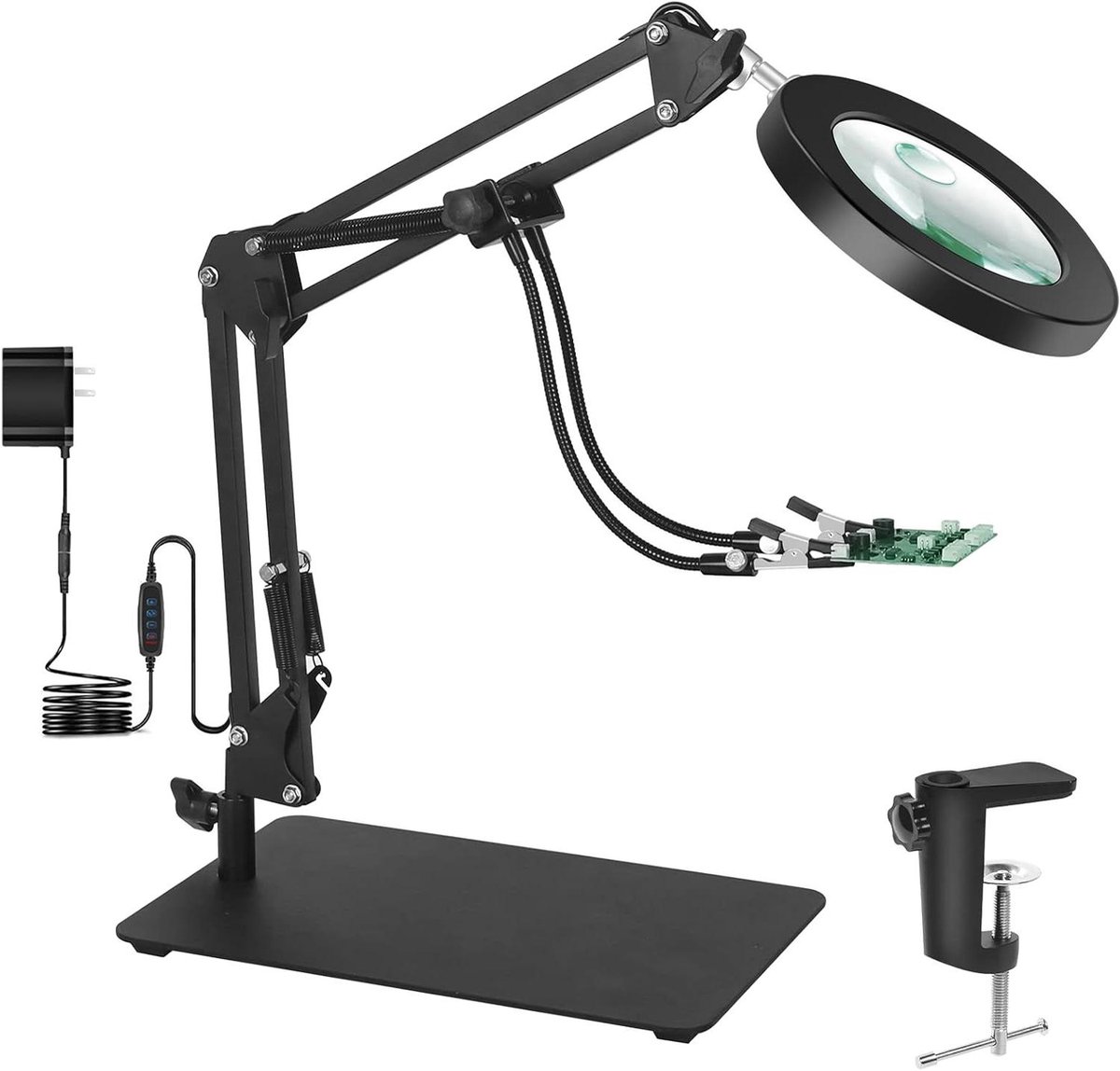 Vergrootglas met Licht - Soldeerlamp Vergrootglas - Klusjes en Hobby's - HD Glas Lens - 5x & 10x Vergroting - Zwart