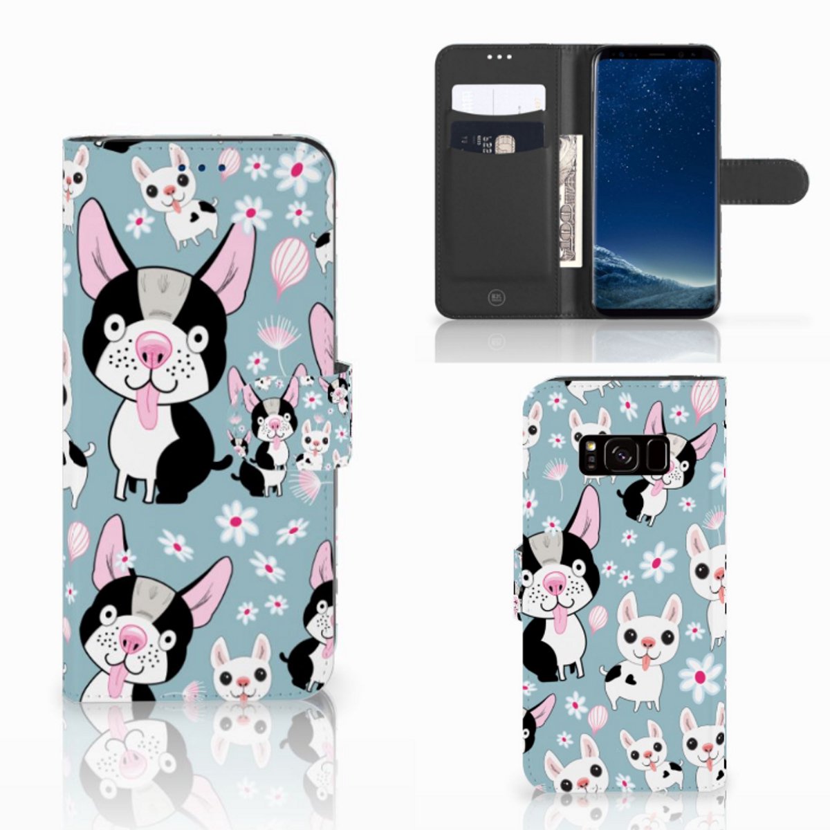 Book Case voor Samsung Galaxy S8 Telefoonhoesje met Pasjes Hondjes