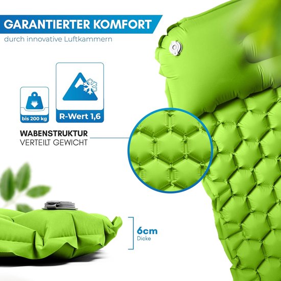 Kleine matras - Outdoor matras - Kamperen en wandelen - Ultralicht met kussen - 600 Gram - Lichtgroen — afbeelding 5