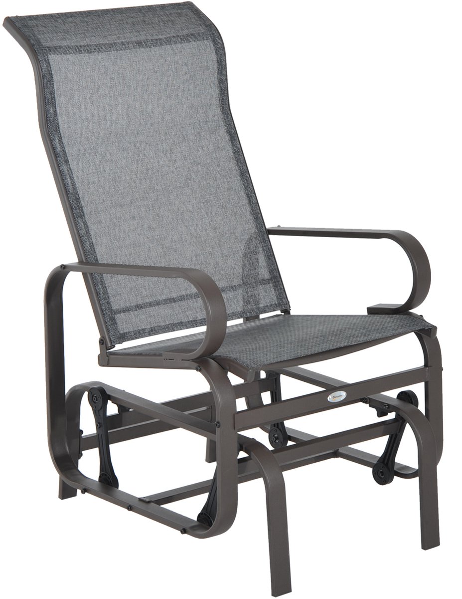 Killogood Schommelstoel tuin tuinstoel relaxstoel tuinschommel tuin metalen schommelstoel voor tuin terras balkon textileen grijs+bruin 60 x 78 x 105 cm