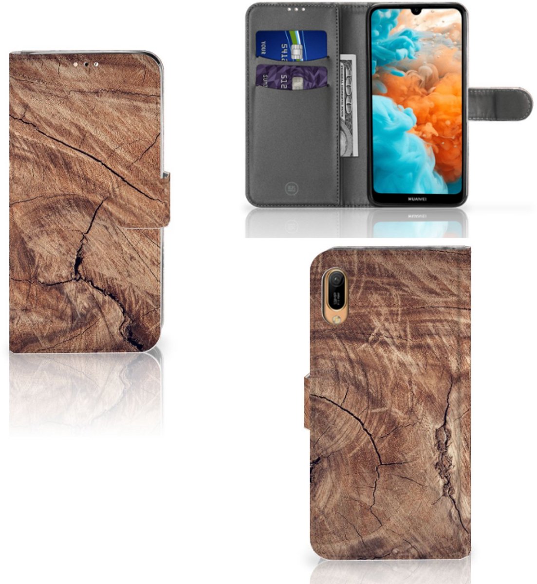 Huawei Y6 (2019) Book Style Case Tree Trunk