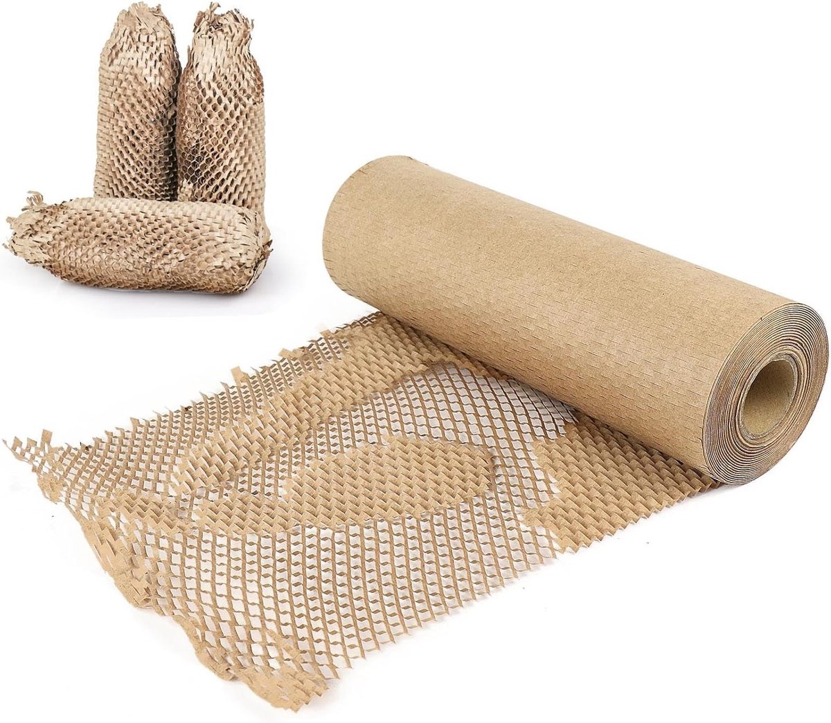 Honeycomb Papier 30cm x 50m - Bruin Inpakmateriaal voor Verzending en Verhuizen, Duurzaam en Milieuvriendelijk Alternatief voor Plastic Bubble Wrap