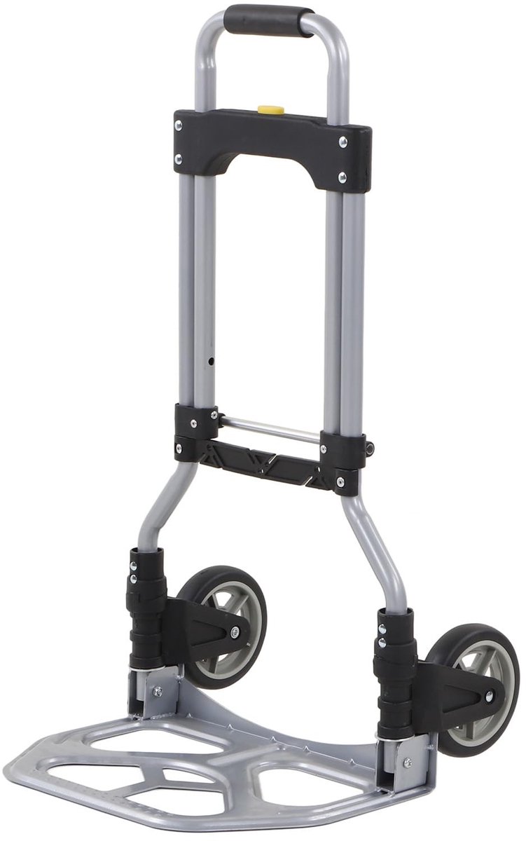 Cosensi- Steekwagen Opvouwbaar 70 kg Draagvermogen - Draagbare Handwagen - Aluminium Transportkar - Zware Kruiwagen - Verstelbare Hoogte - Compact Opbergformaat - Dolly