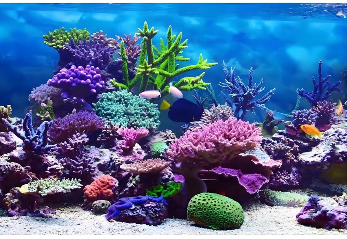 NTH products- Aquariumdecoratie PVC - Zelfklevend - Koraalmotief - 76 x 30 cm - HD-afbeeldingen - Residu vrij verwijderen - Achtergrondposter