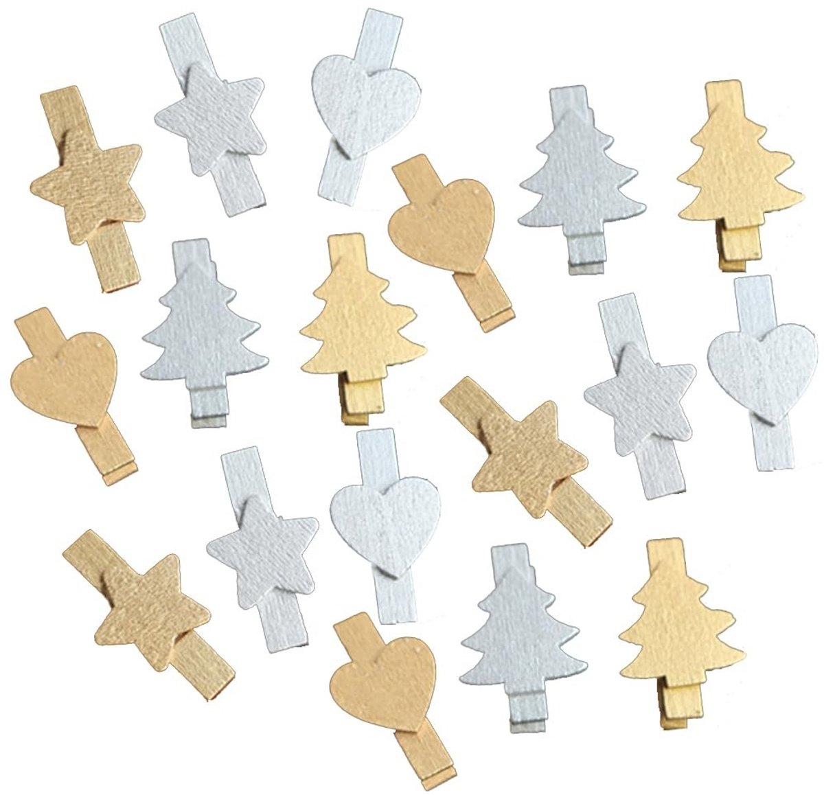 Dailygoods- Houten Wasknijpers 50 Stuks - Decoratieve Klemmen - Kleine Knijpers - Houten Klemmen - Knutselklemmen - Geschikt voor Feestdecoraties