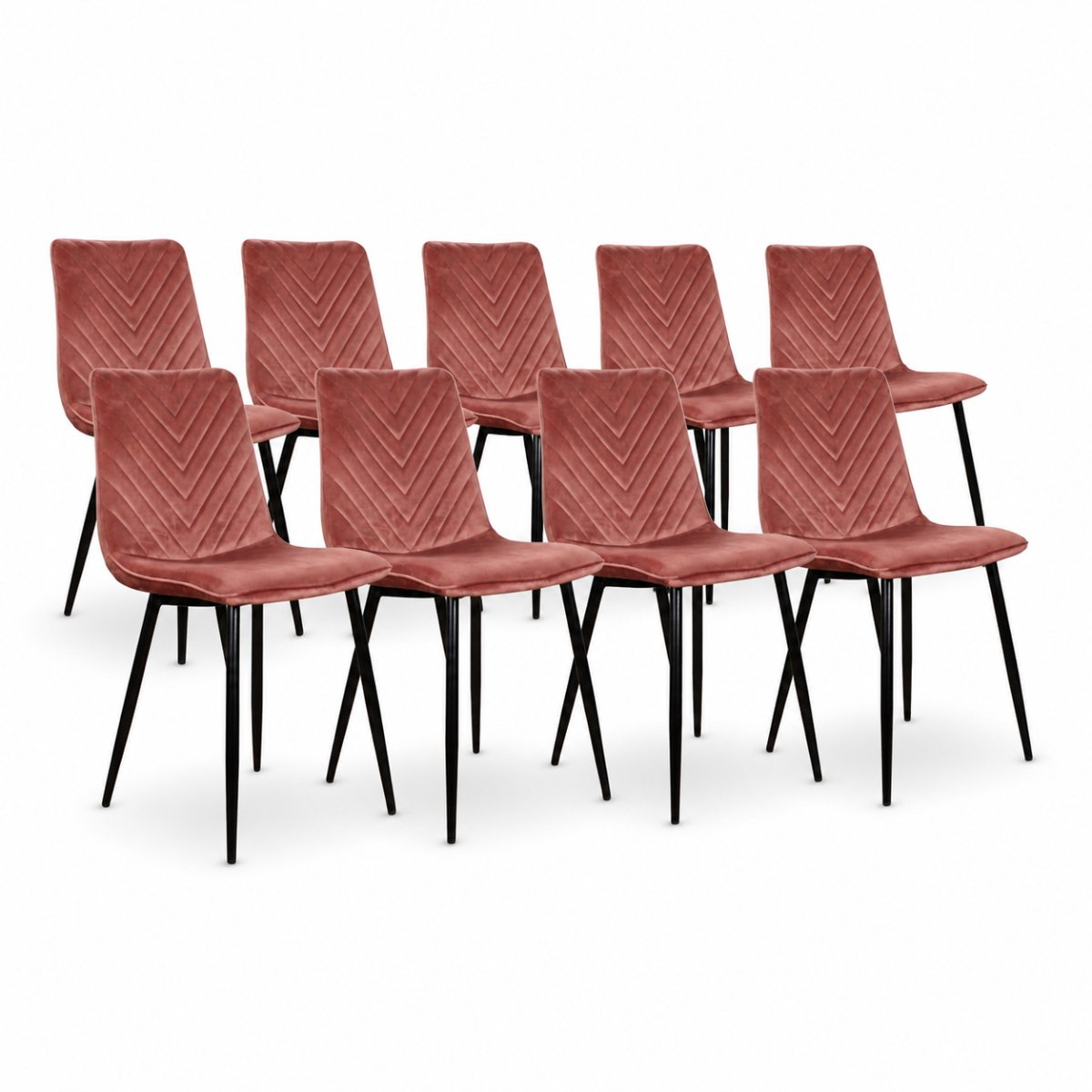 DS4U® - Gaby eetkamerstoel - Set van 8 - Roze - Velvet