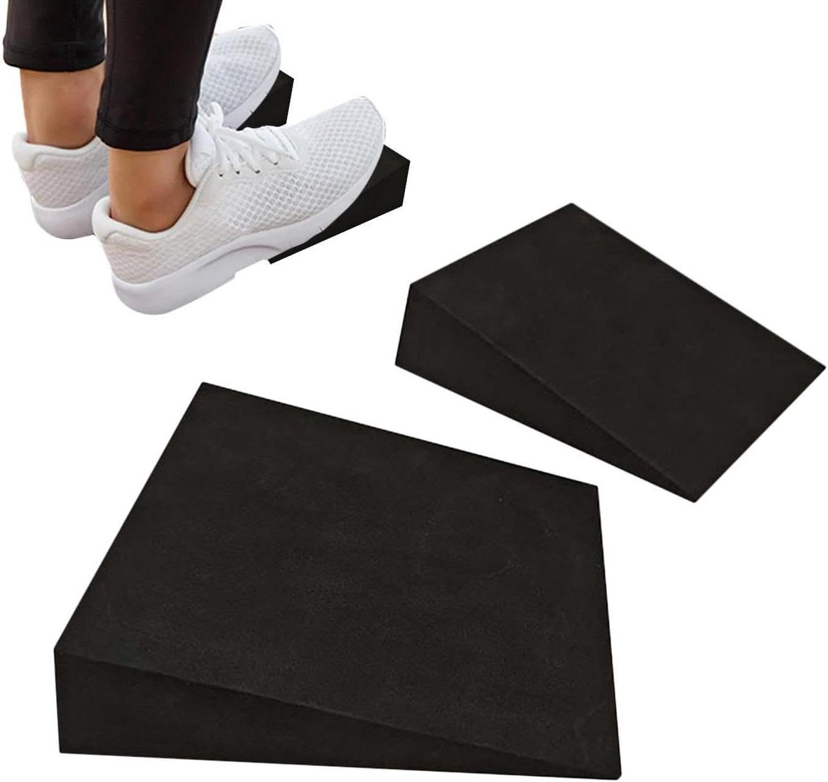 Oefenwig voor Kuiten - Schuine Blokken - Fitness Training - Voorkomt Blessures - 12x9x3 cm - Zwart