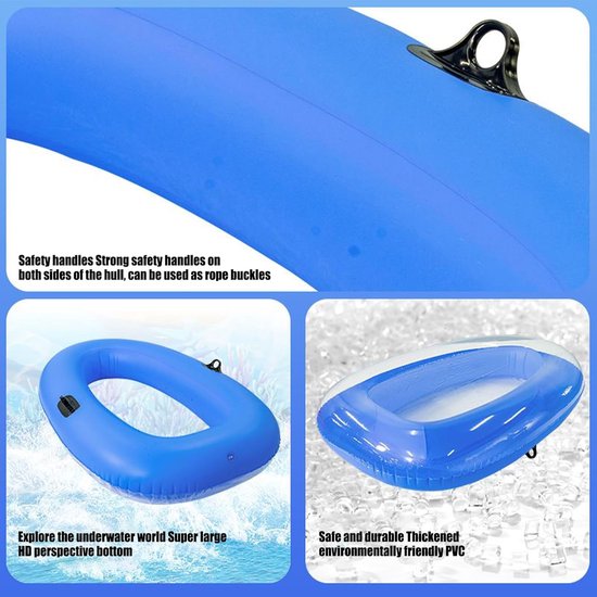 Opblaasbare boot - Zeeboot rubberboot - Water avonturen - Transparante bodem - 160 x 110 cm - Uniek — afbeelding 2