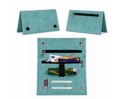 Champ Shag Etui - Tabak Etui - Kunstleer - 4 Vakken - Aanstekerhouder - Lichtblauw