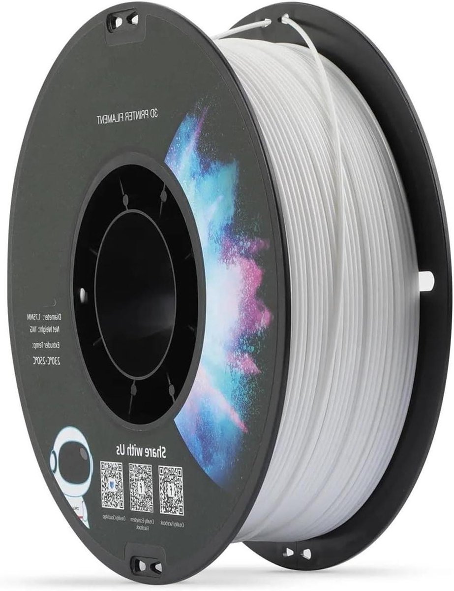 3D Printer Filament - PETG Filament Rol - 3D Printen - Hoge Temperatuur Bestendig - 1KG 1.75mm - Wit