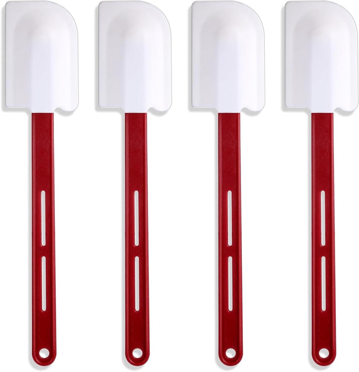 Siliconen Spatels - Hittebestendige Schrapers - Koken en Bakken - Vaatwasmachinebestendig - 4 stuks 14 inch - Wit